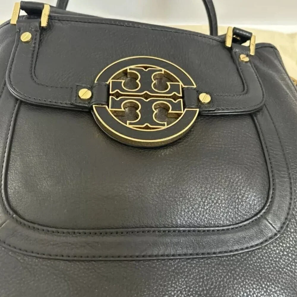 Tory Burch Handbag Satchel Crossbody Black Leather Purse Shoulderbag Tote